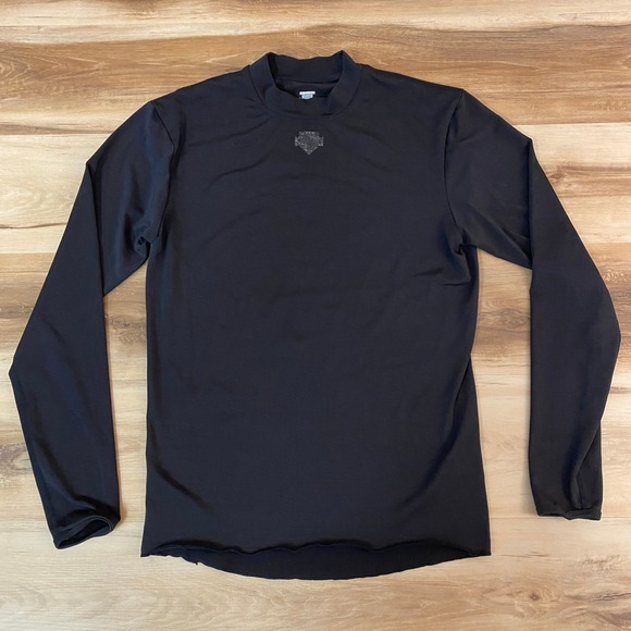 Descente Shirt Mens Large Long Sleeve Mock Neck Pullover Ski Baselayer Black - Picture 1 of 9